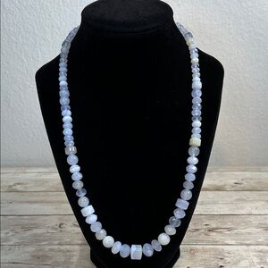Jay King Vintage Blue Lace Agate Stone Beaded Necklace stamped DTR 925